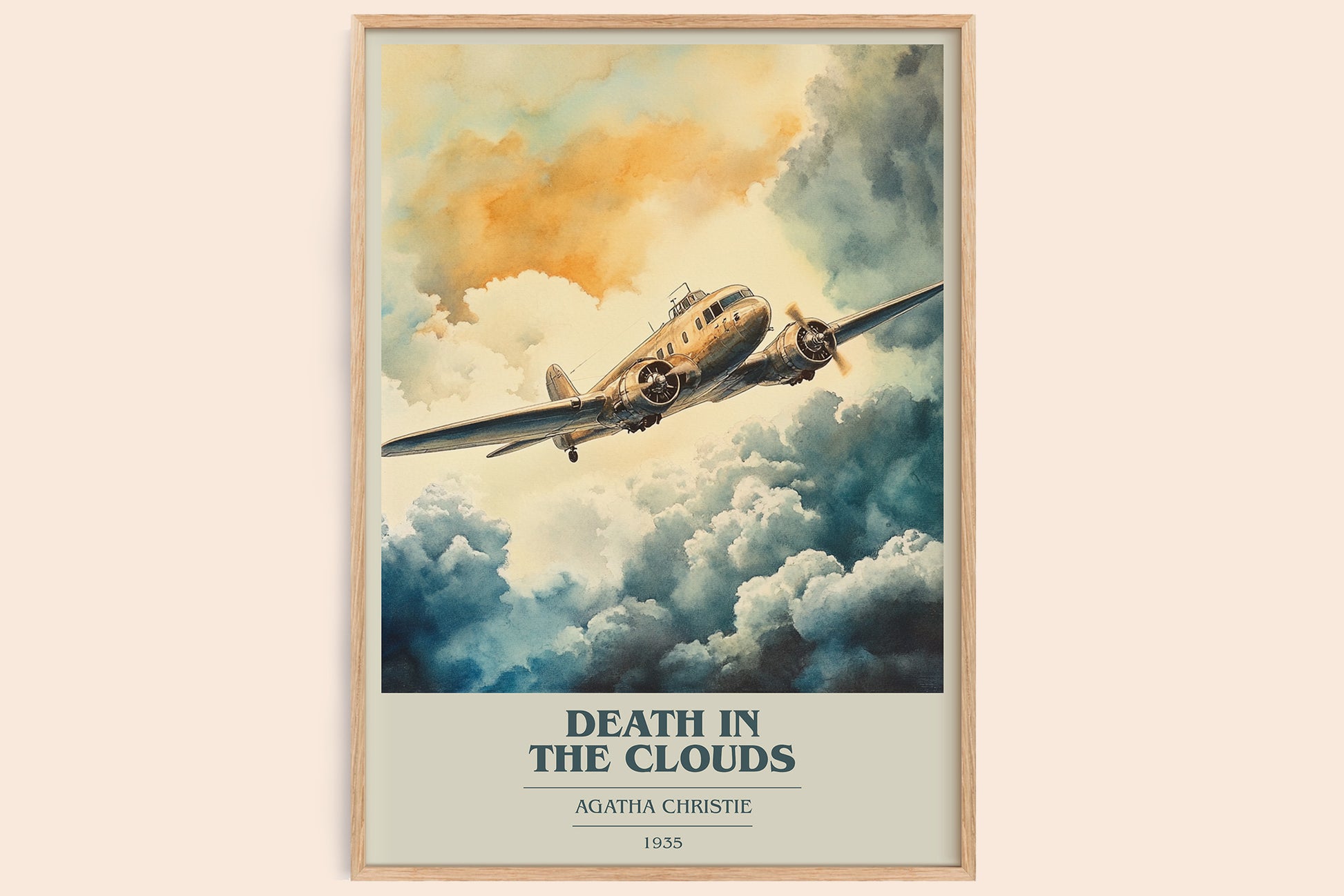 Death in the Clouds book cover book poster by Agatha Christie – framed literary art print