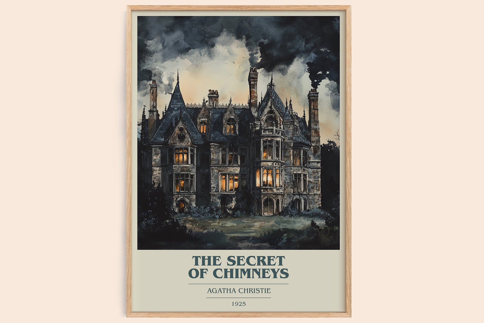 The Secret of Chimneys book cover book poster by Agatha Christie – framed literary art print