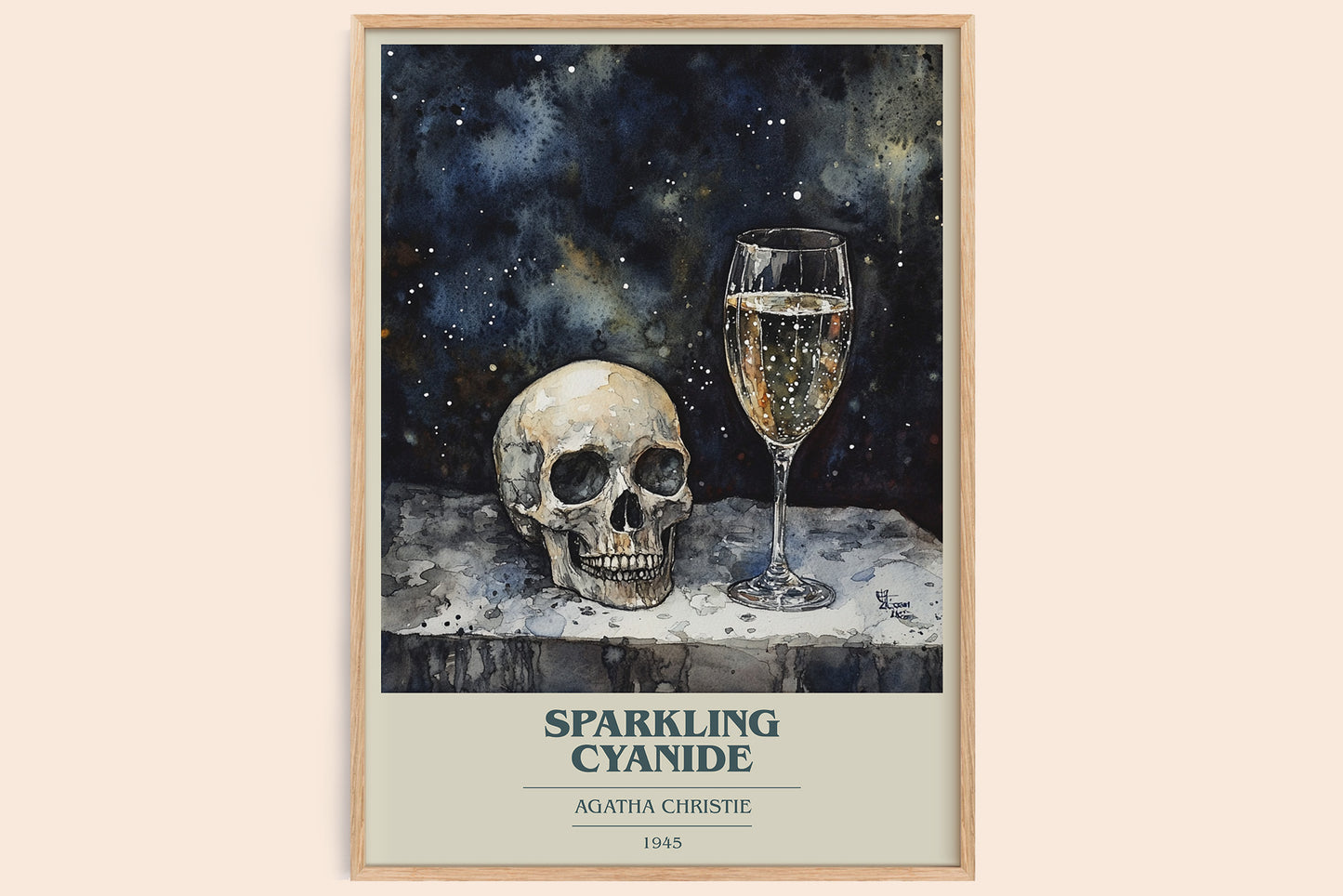 Sparkling Cyanide book cover book poster by Agatha Christie – framed literary art print