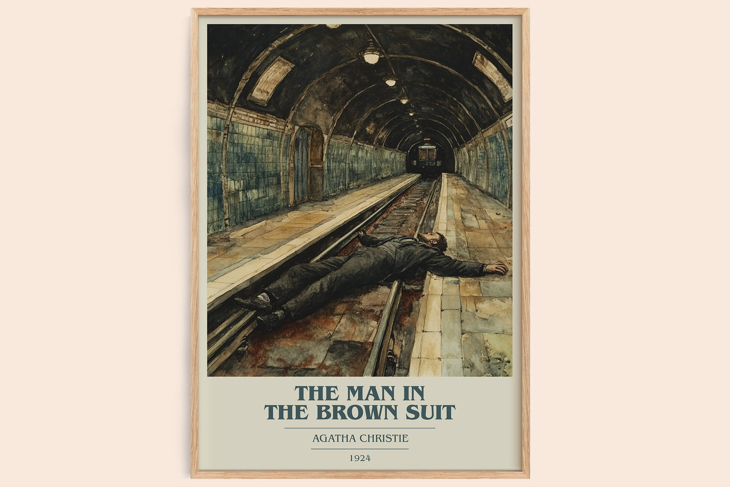The Man in the Brown Suit book cover book poster by Agatha Christie – framed literary art print