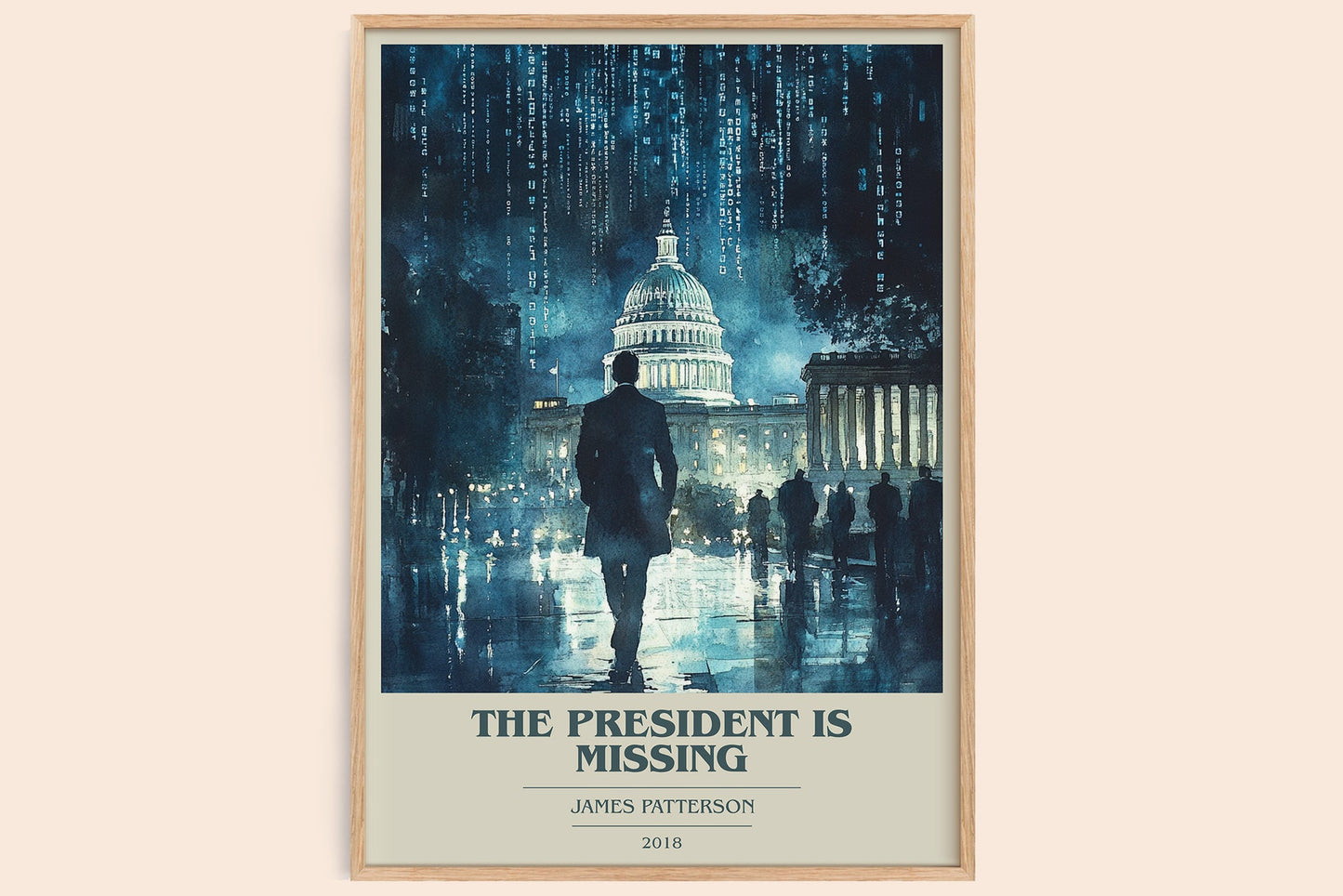 The President Is Missing book cover book poster by James Patterson – framed literary art print