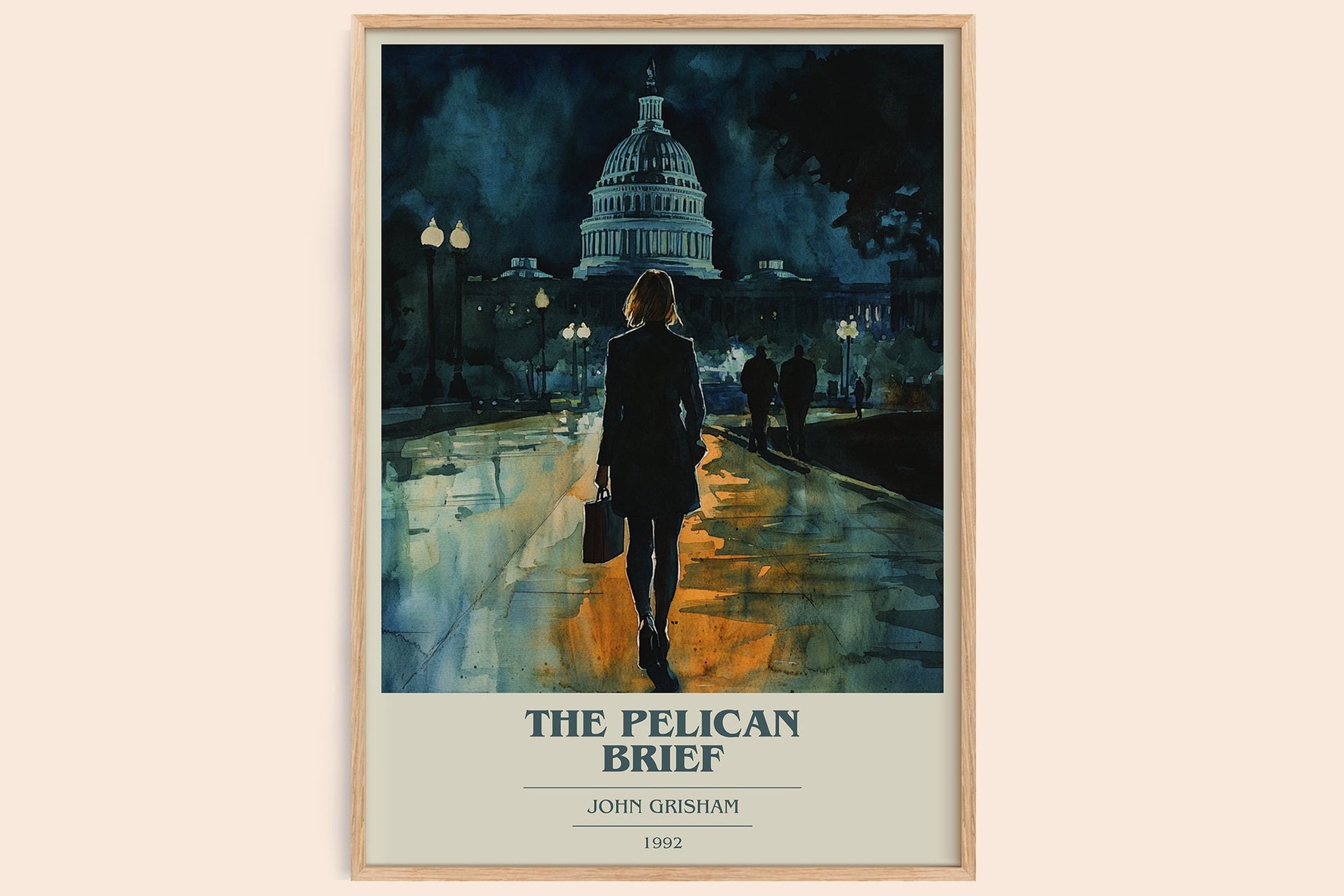 The Pelican Brief book cover book poster by John Grisham – framed literary art print