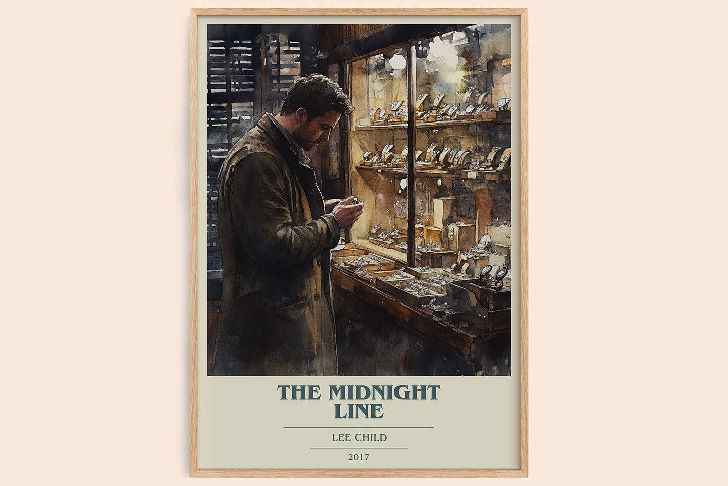 The Midnight Line book cover book poster by Lee Child – framed literary art print