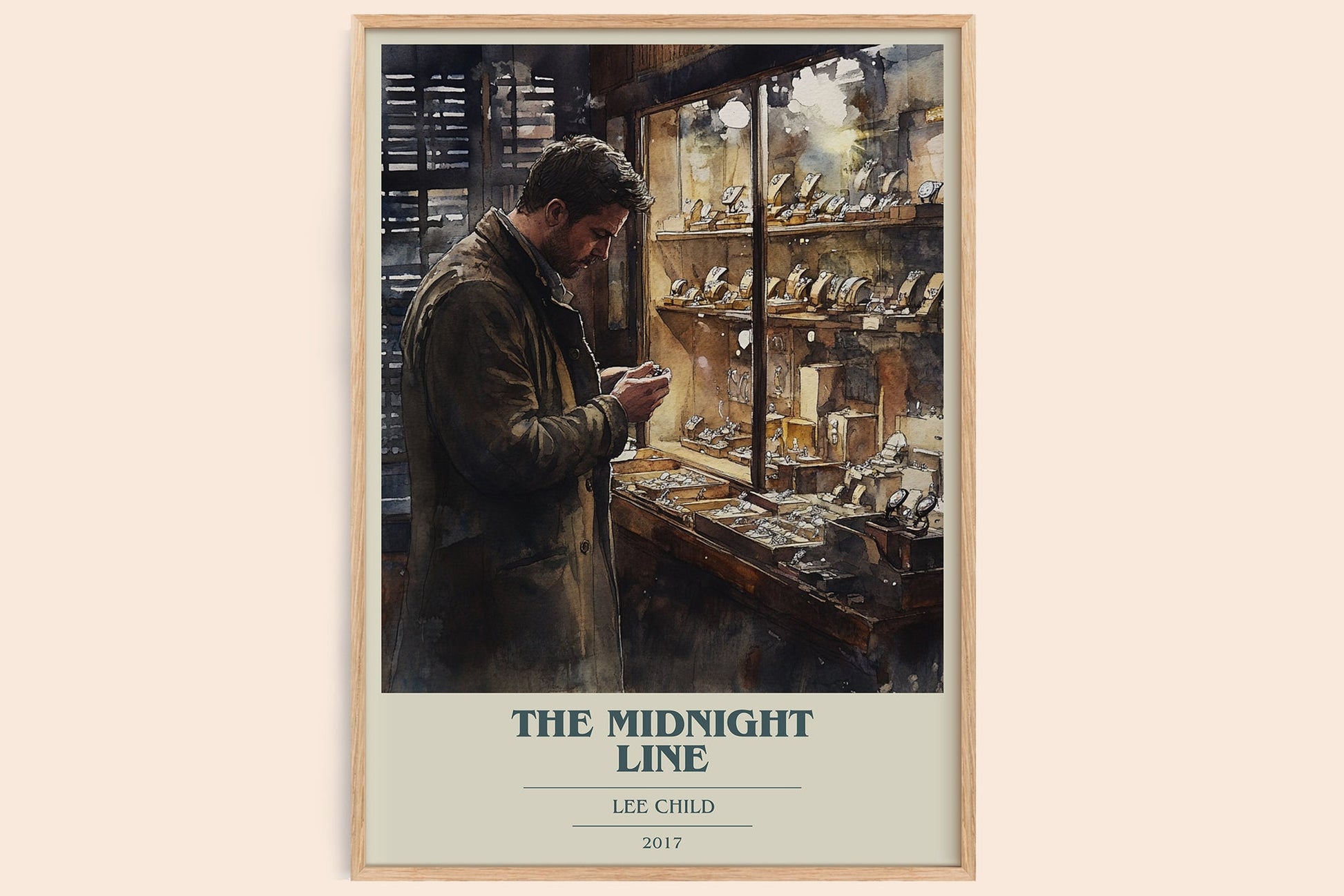The Midnight Line book cover book poster by Lee Child – framed literary art print