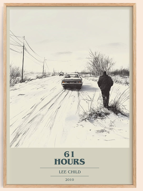 61 Hours book cover book poster by Lee Child – framed literary art print