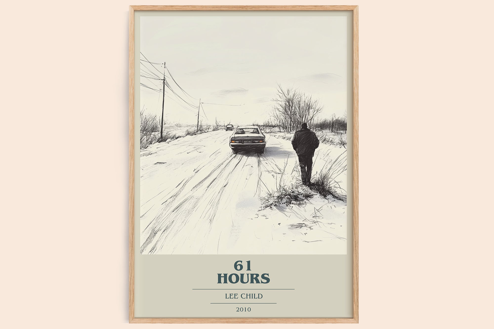 61 Hours book cover book poster by Lee Child – framed literary art print