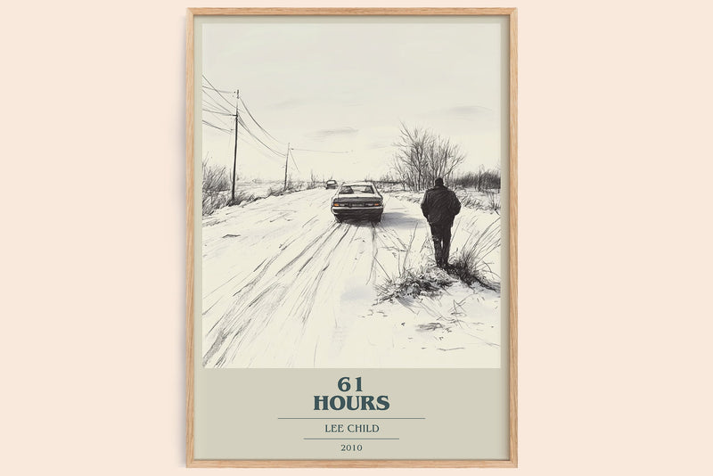 61 Hours book cover book poster by Lee Child – framed literary art print