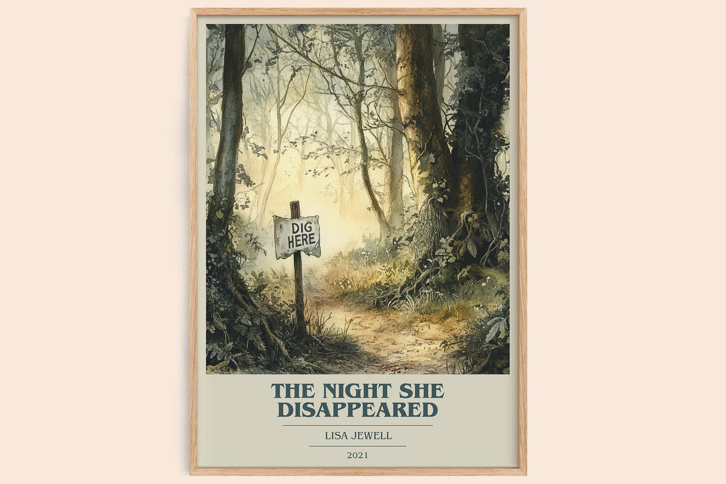 The Night She Disappeared book cover book poster by Lisa Jewell – framed literary art print