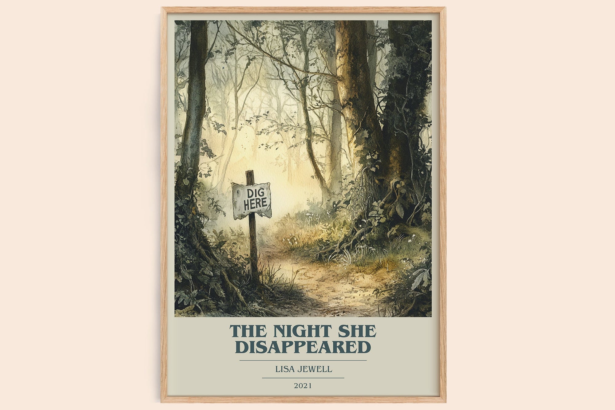 The Night She Disappeared book cover book poster by Lisa Jewell – framed literary art print