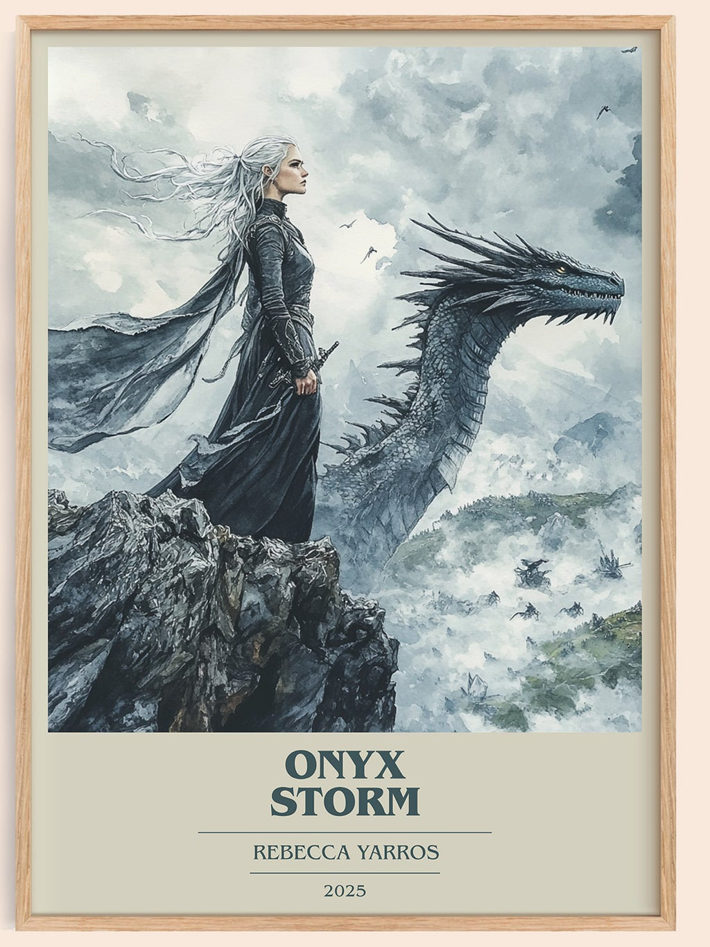 Onyx Storm book cover book poster by Rebecca Yarros – framed literary art print
