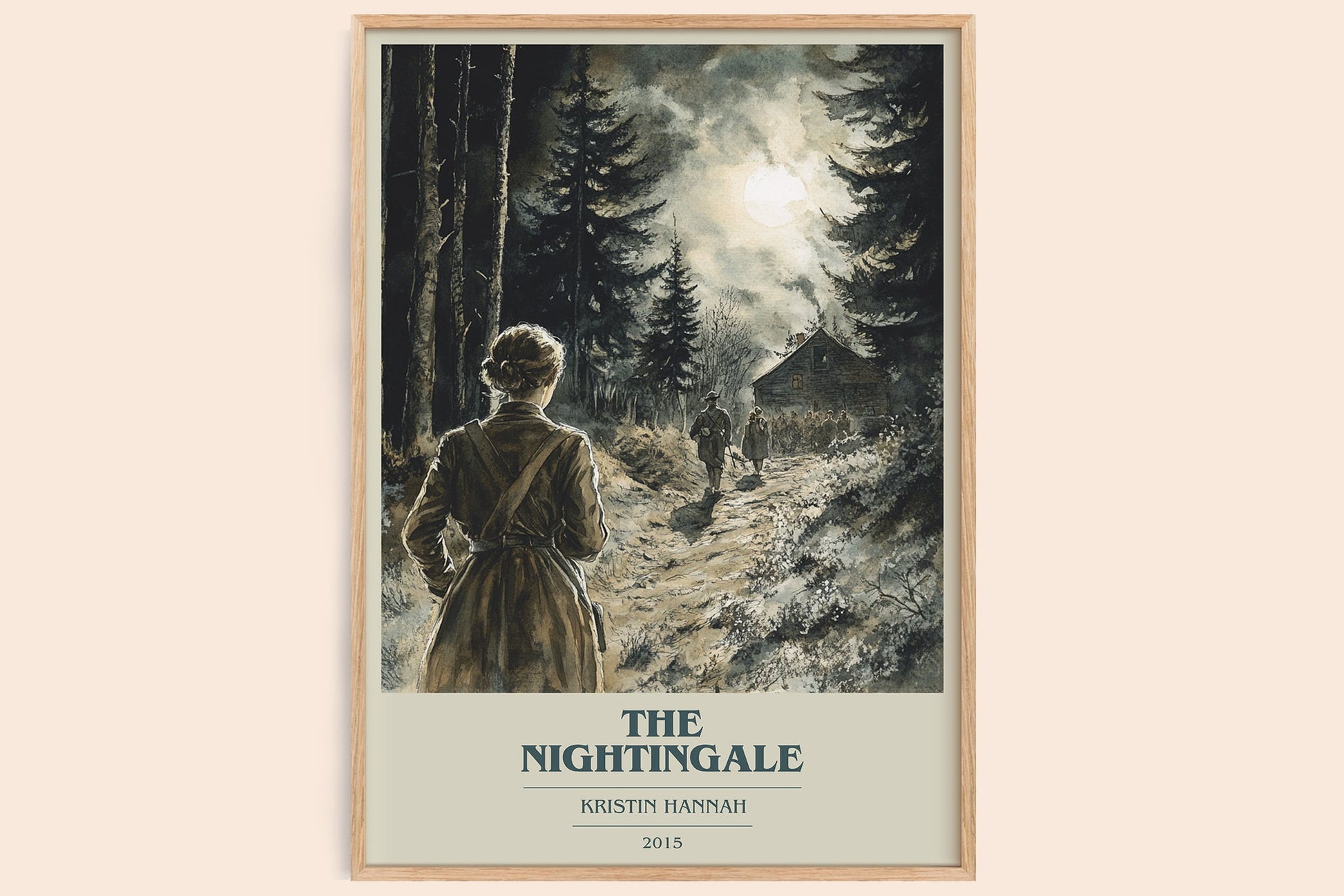 The Nightingale book cover book poster by Kristin Hannah – framed literary art print