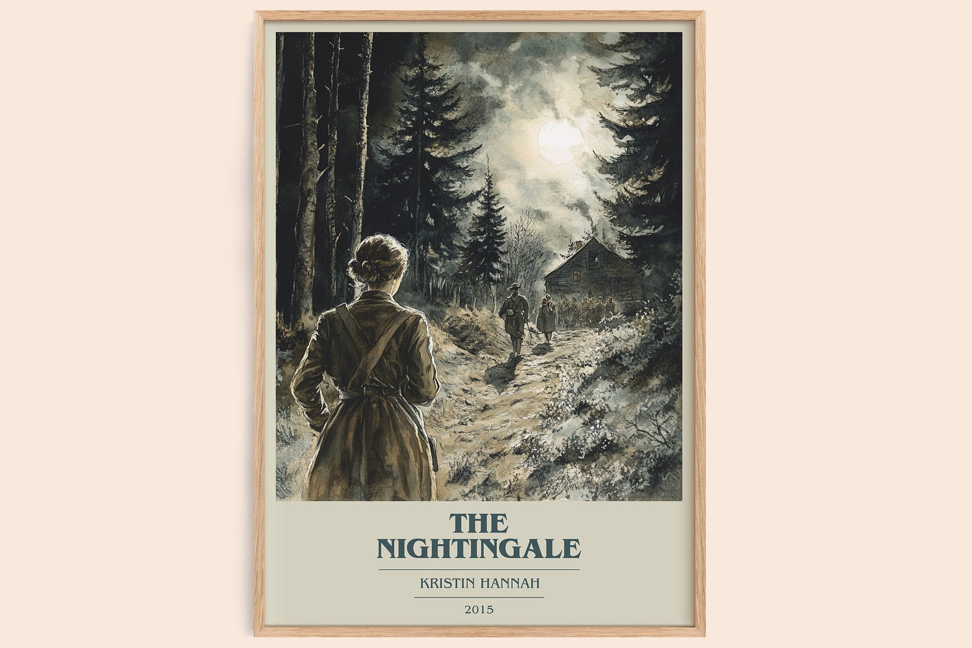 The Nightingale book cover book poster by Kristin Hannah – framed literary art print