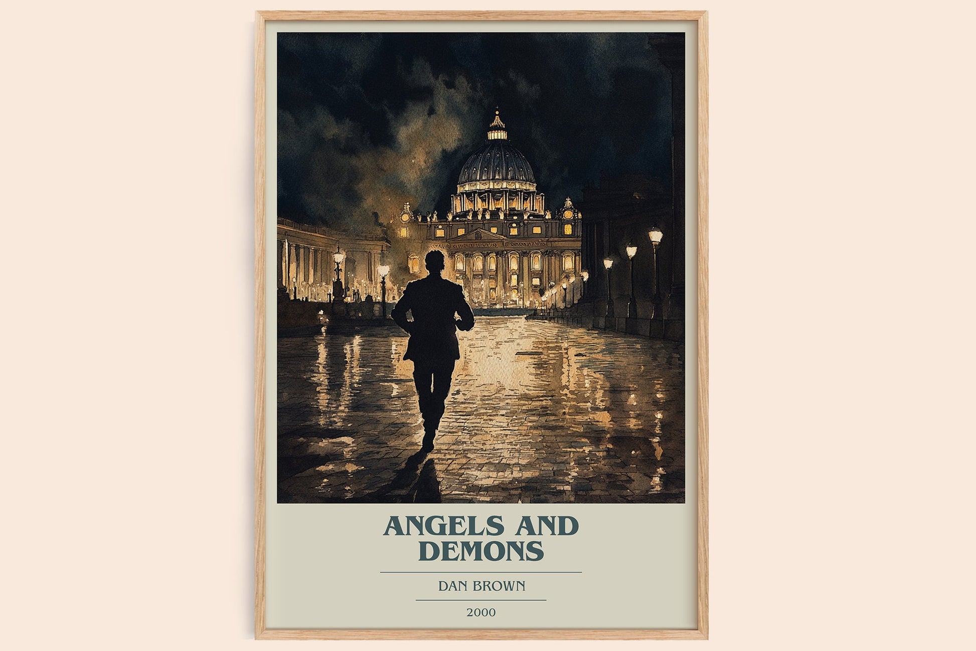 Angels And Demons book cover book poster by Dan Brown – framed literary art print