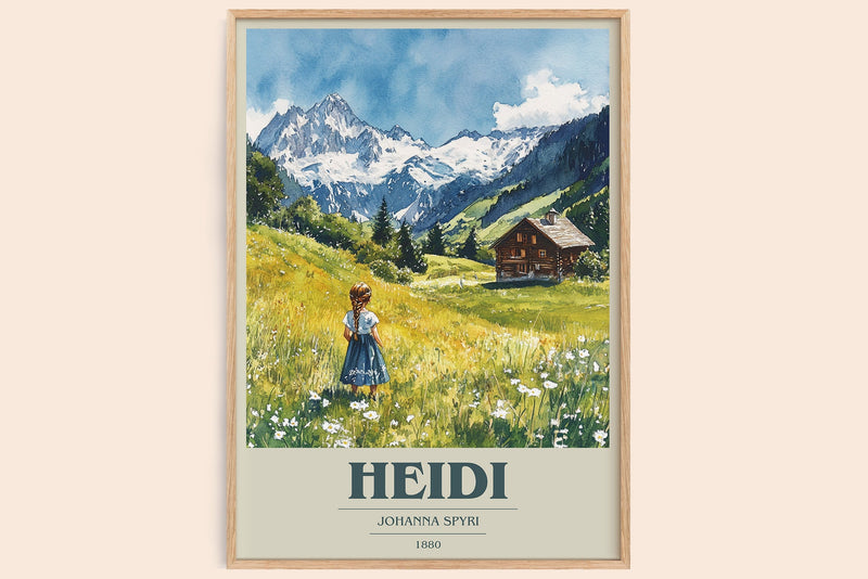 Heidi book cover book poster by Johanna Spyri – framed literary art print