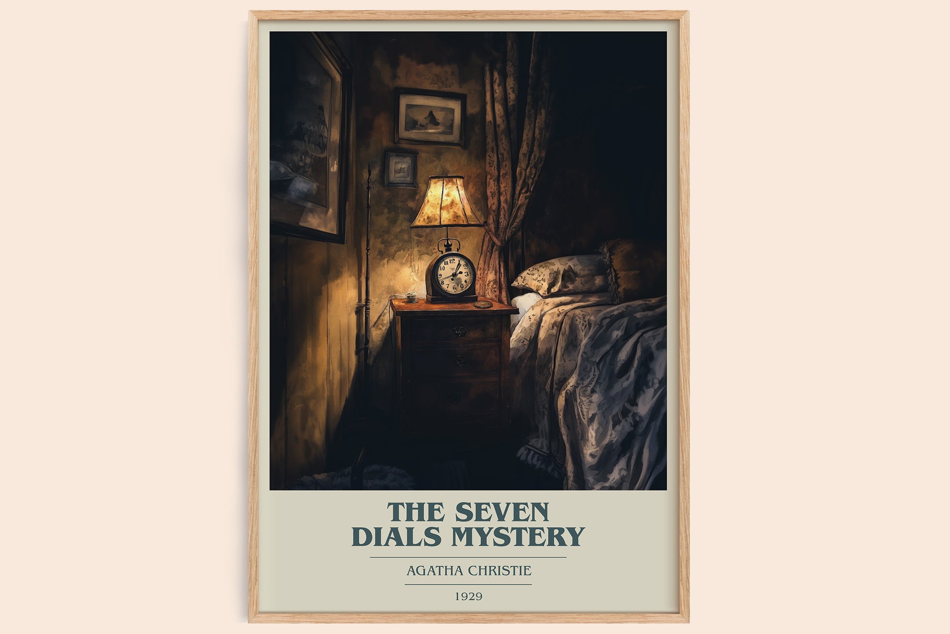 The Seven Dials Mystery book cover book poster by Agatha Christie – framed literary art print