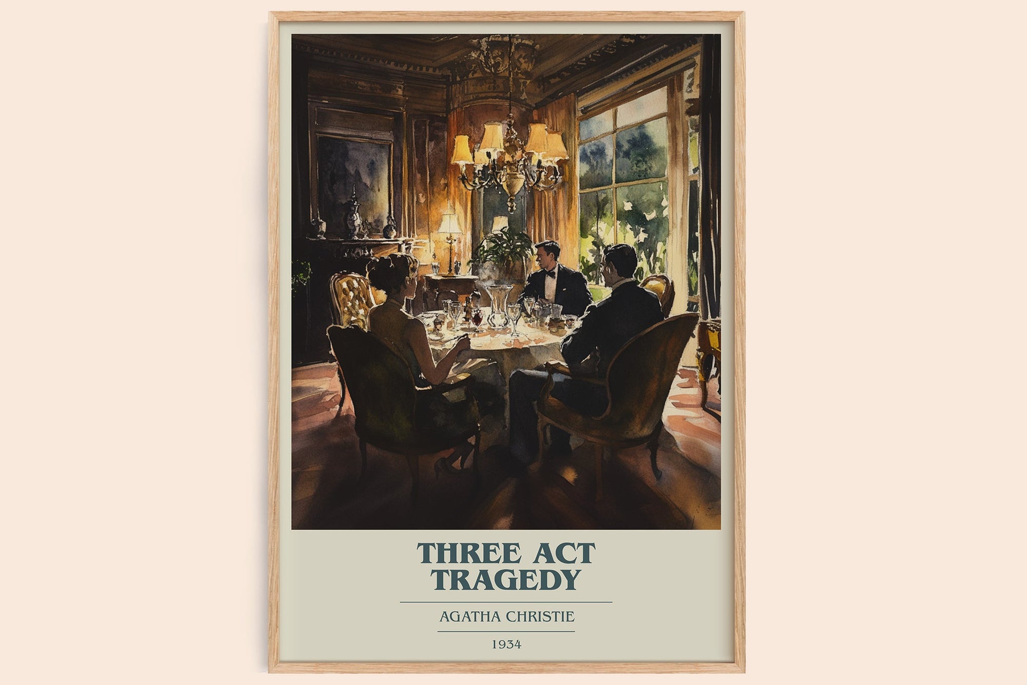 Three Act Tragedy book cover book poster by Agatha Christie – framed literary art print