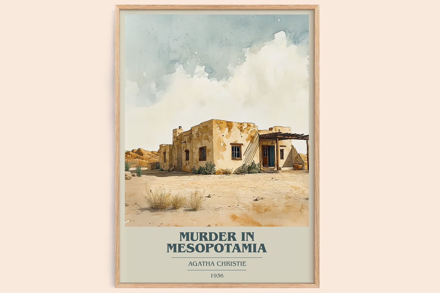 Murder in Mesopotamia book cover book poster by Agatha Christie – framed literary art print