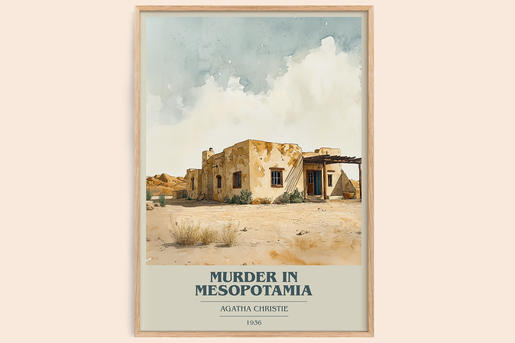 Murder in Mesopotamia book cover book poster by Agatha Christie – framed literary art print