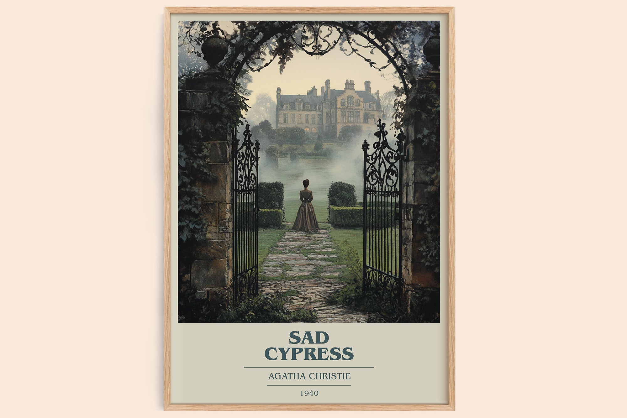 Sad Cypress book cover book poster by Agatha Christie – framed literary art print