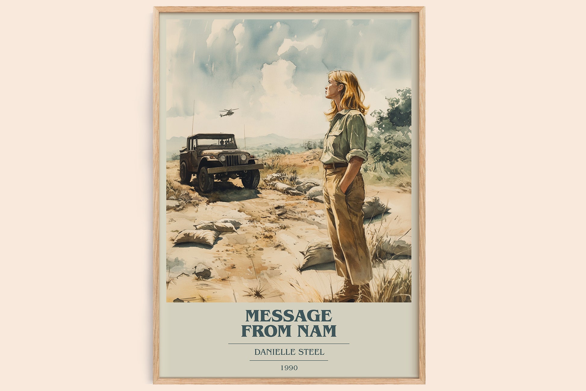 Message from Nam book cover book poster by Danielle Steel – framed literary art print