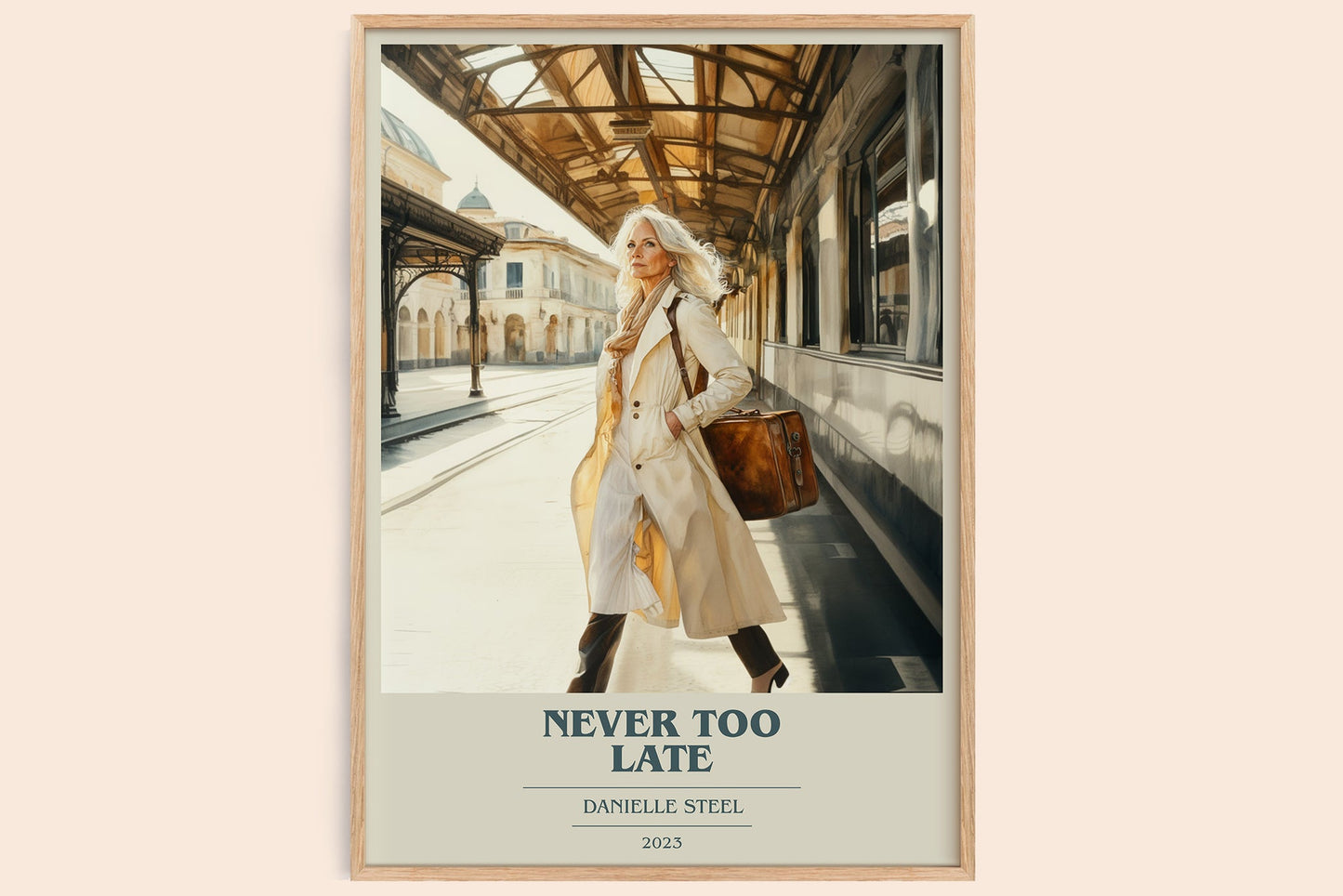 Never Too Late book cover book poster by Danielle Steel – framed literary art print