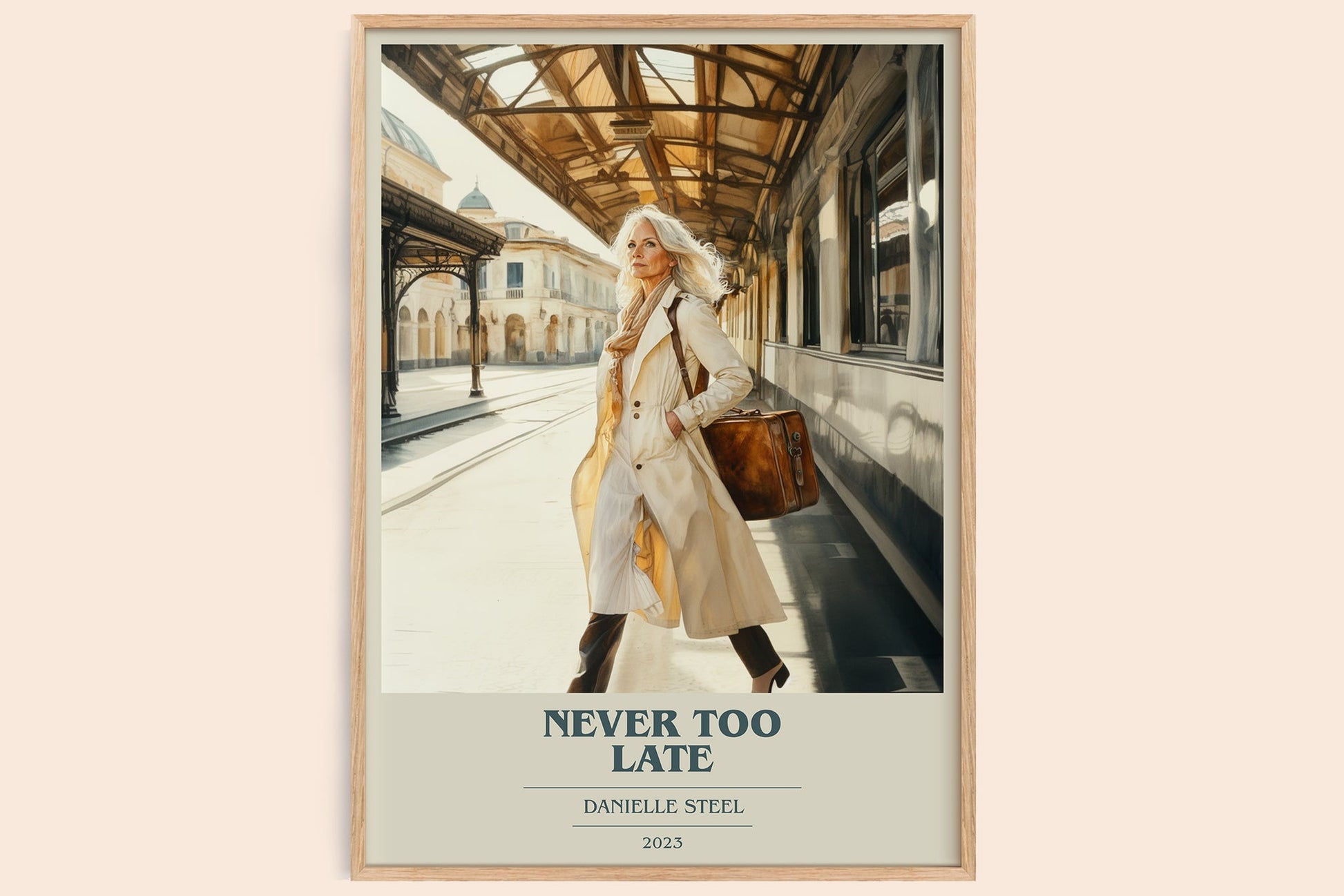 Never Too Late book cover book poster by Danielle Steel – framed literary art print