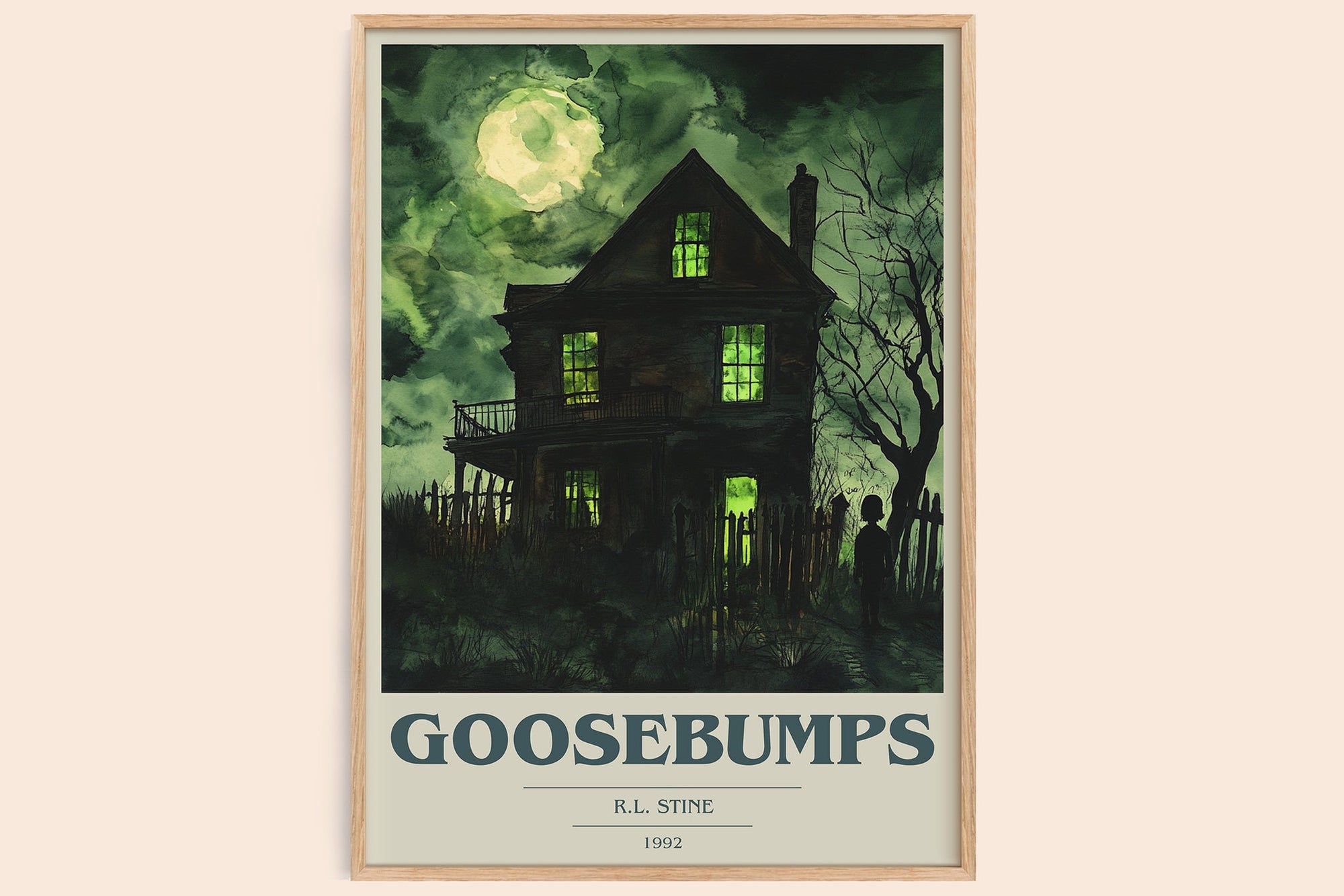 Goosebumps book cover book poster by R.L. Stine – framed literary art print