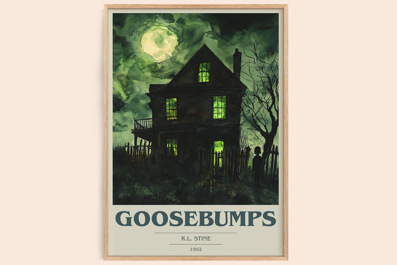 Goosebumps book cover book poster by R.L. Stine – framed literary art print