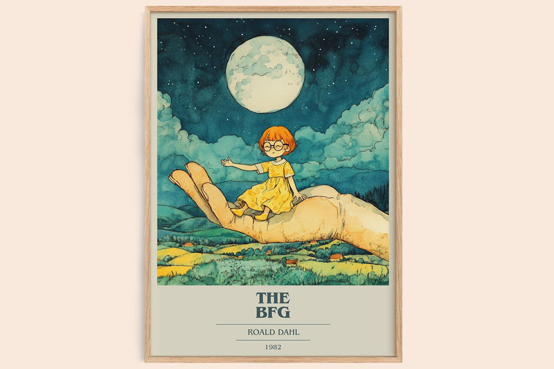 The BFG book cover book poster by Roald Dahl – framed literary art print