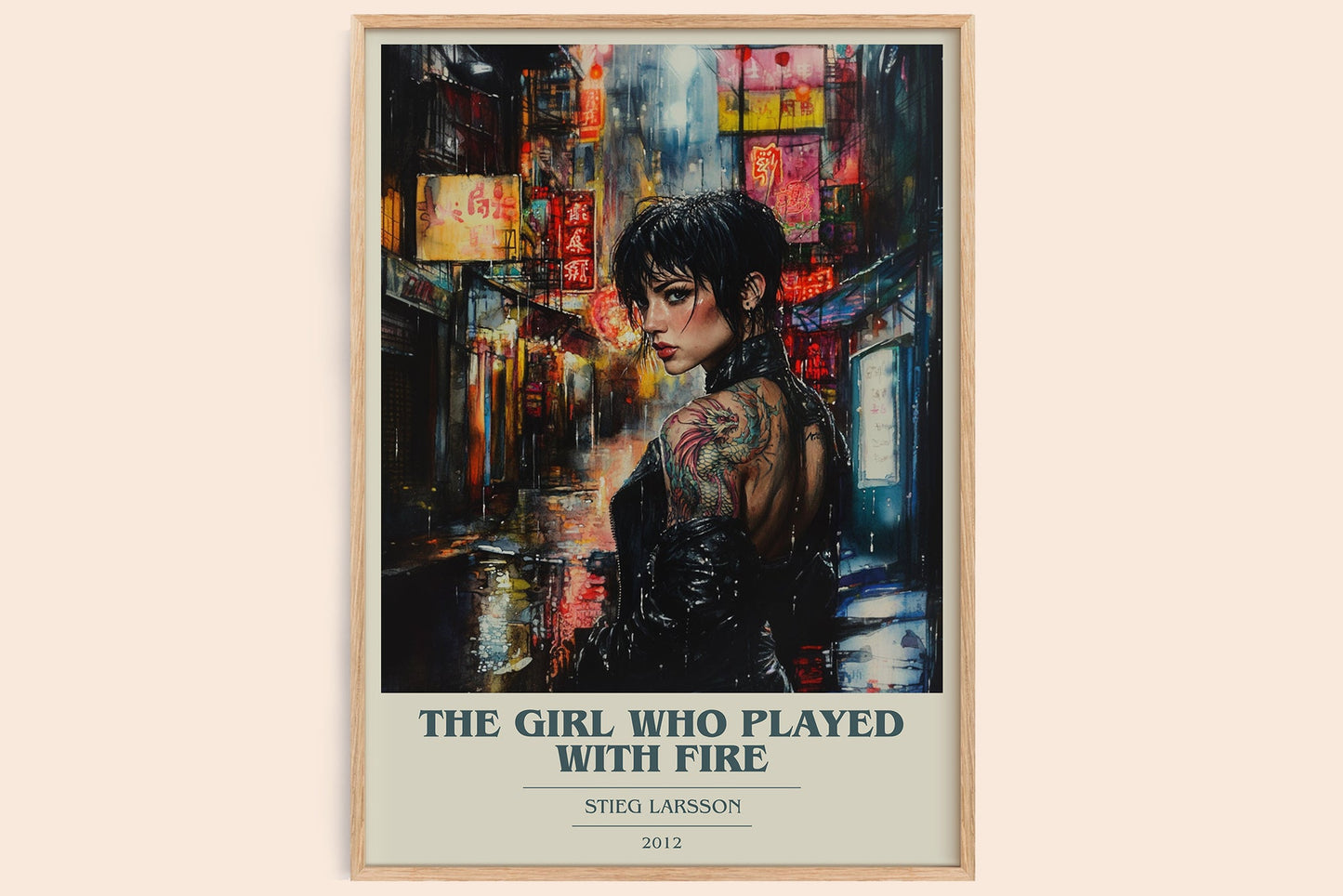 The Girl Who Played with Fire book cover book poster by Stieg Larsson – framed literary art print