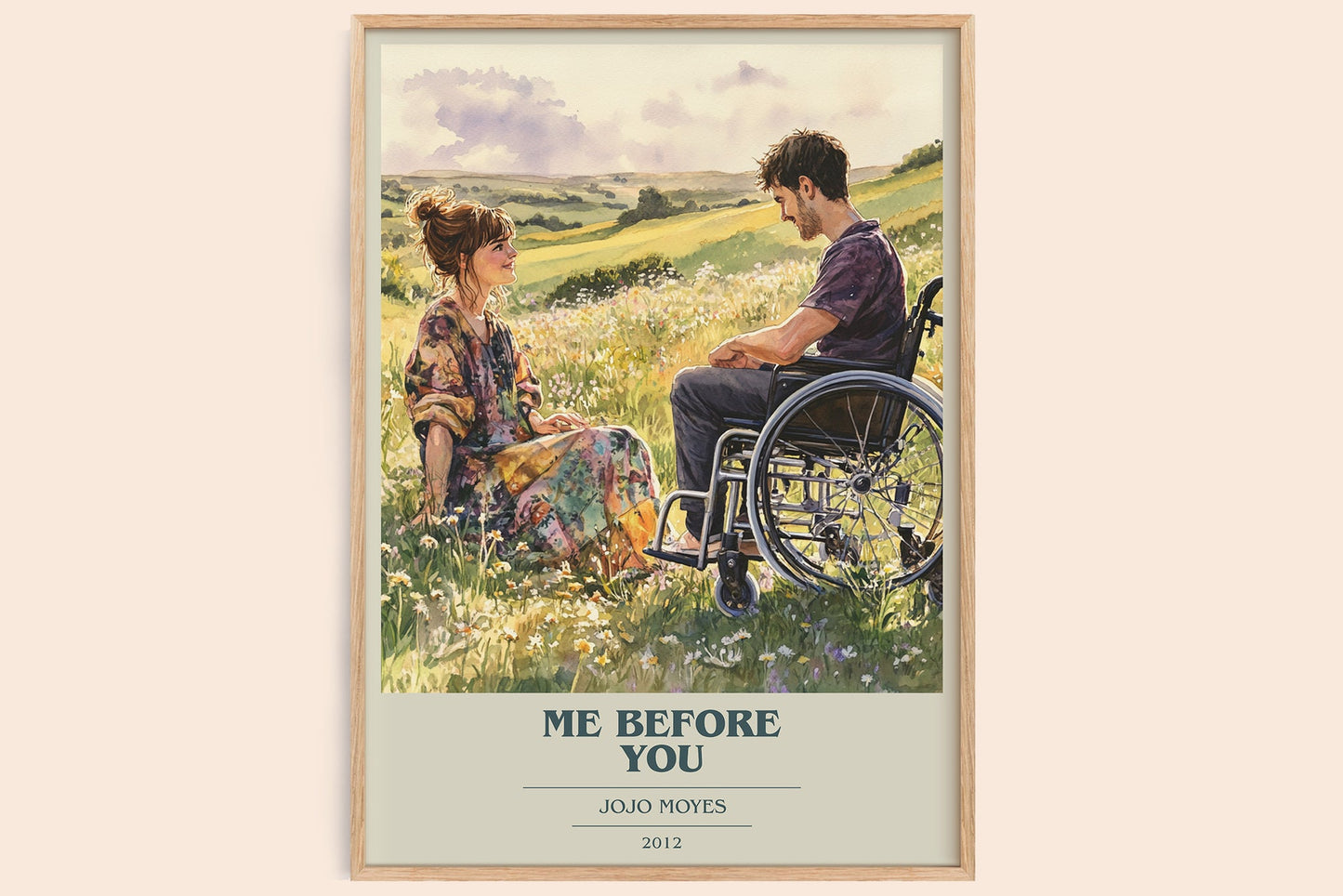 Me Before You book cover book poster by Jojo Moyes – framed literary art print