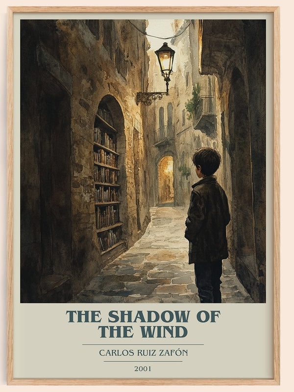 The Shadow Of The Wind book cover book poster by Carlos Ruiz Zafón – framed literary art print