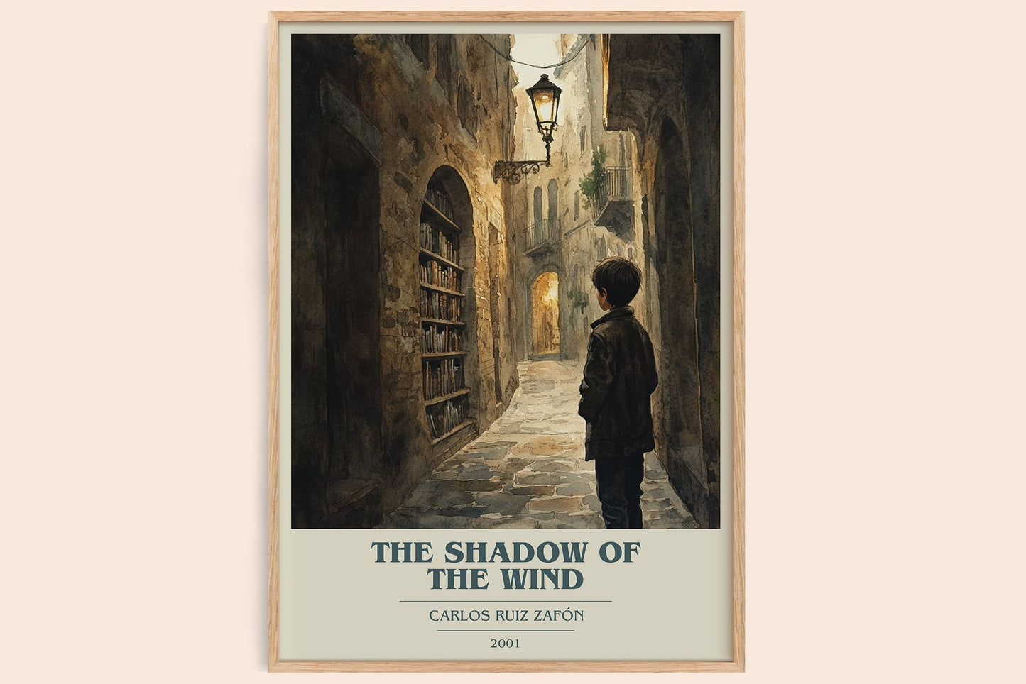 The Shadow Of The Wind book cover book poster by Carlos Ruiz Zafón – framed literary art print