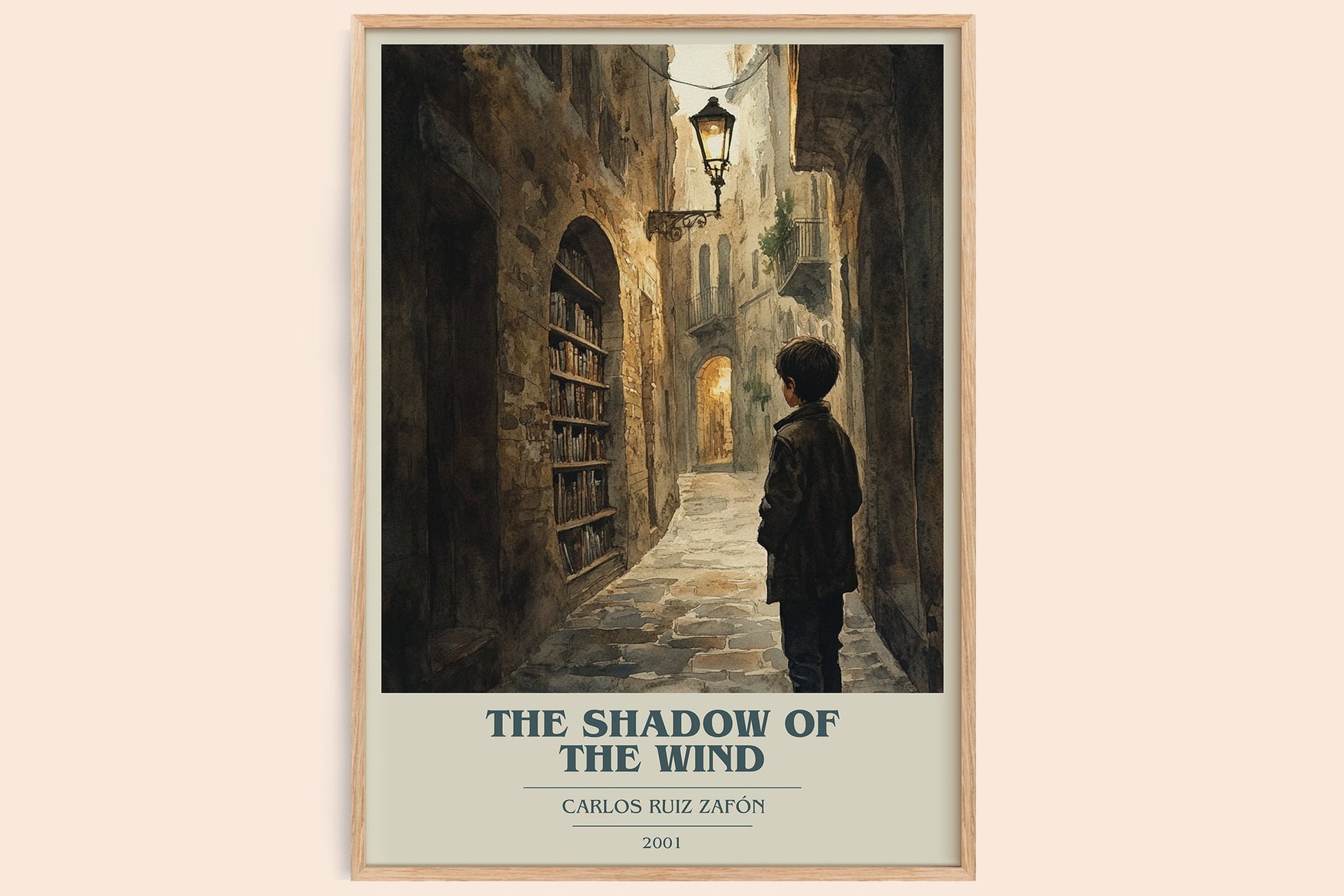 The Shadow Of The Wind book cover book poster by Carlos Ruiz Zafón – framed literary art print