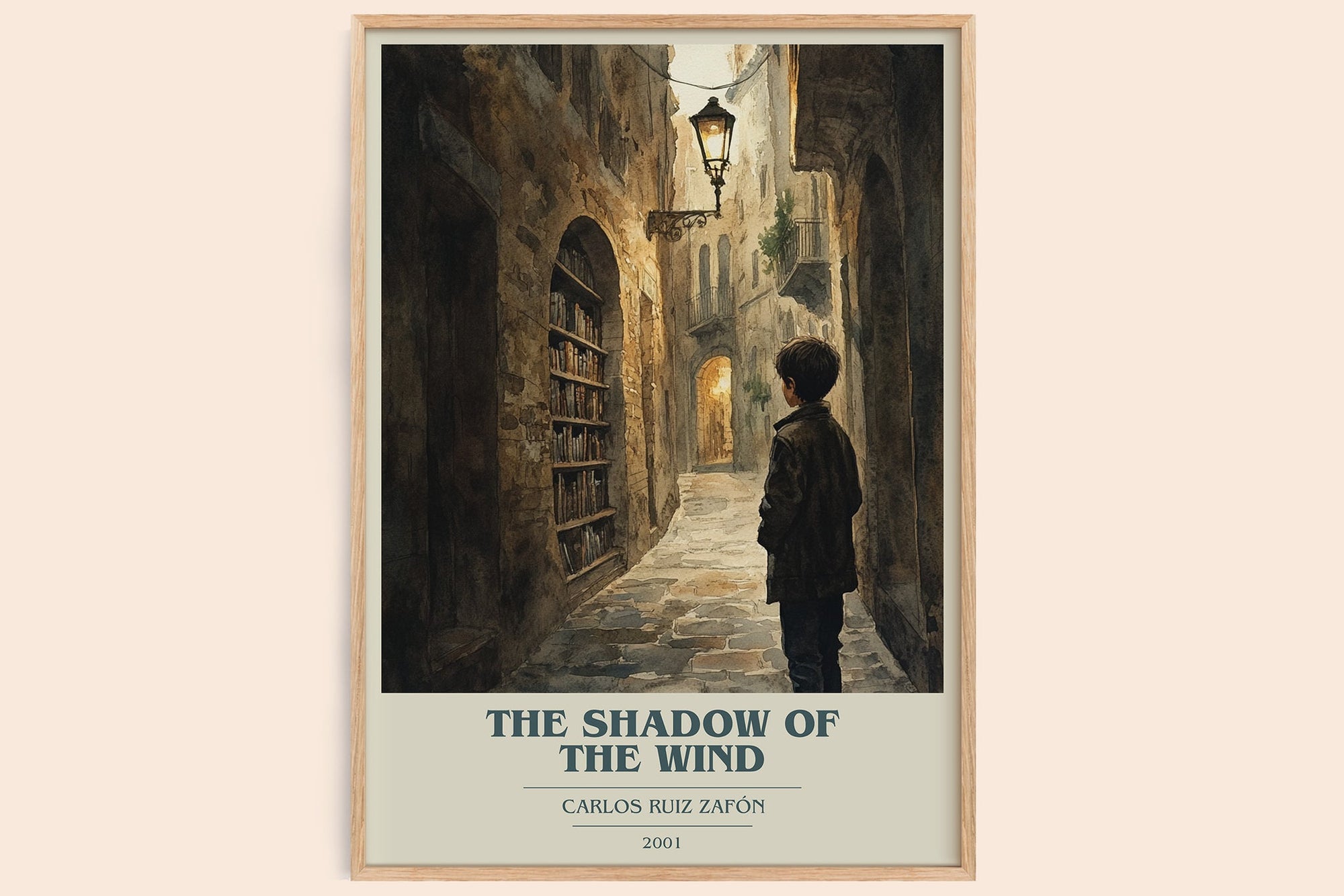 The Shadow Of The Wind book cover book poster by Carlos Ruiz Zafón – framed literary art print