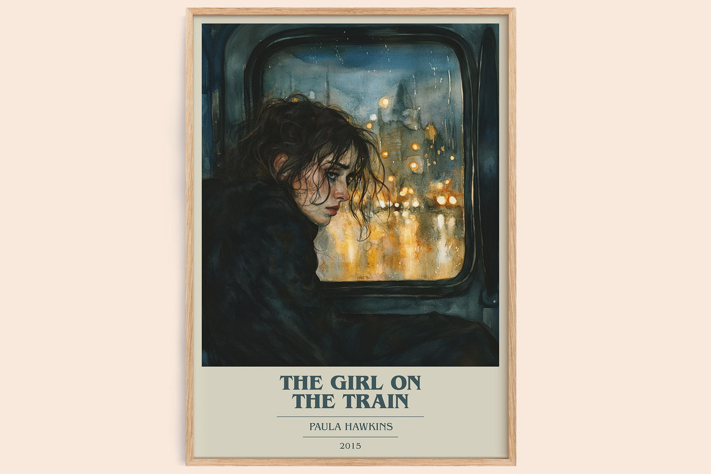 The Girl on the Train book cover book poster by Paula Hawkins – framed literary art print
