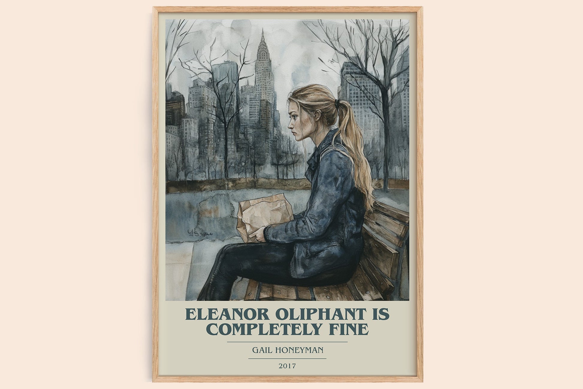 Eleanor Oliphant Is Completely Fine book cover book poster by Gail Honeyman – framed literary art print