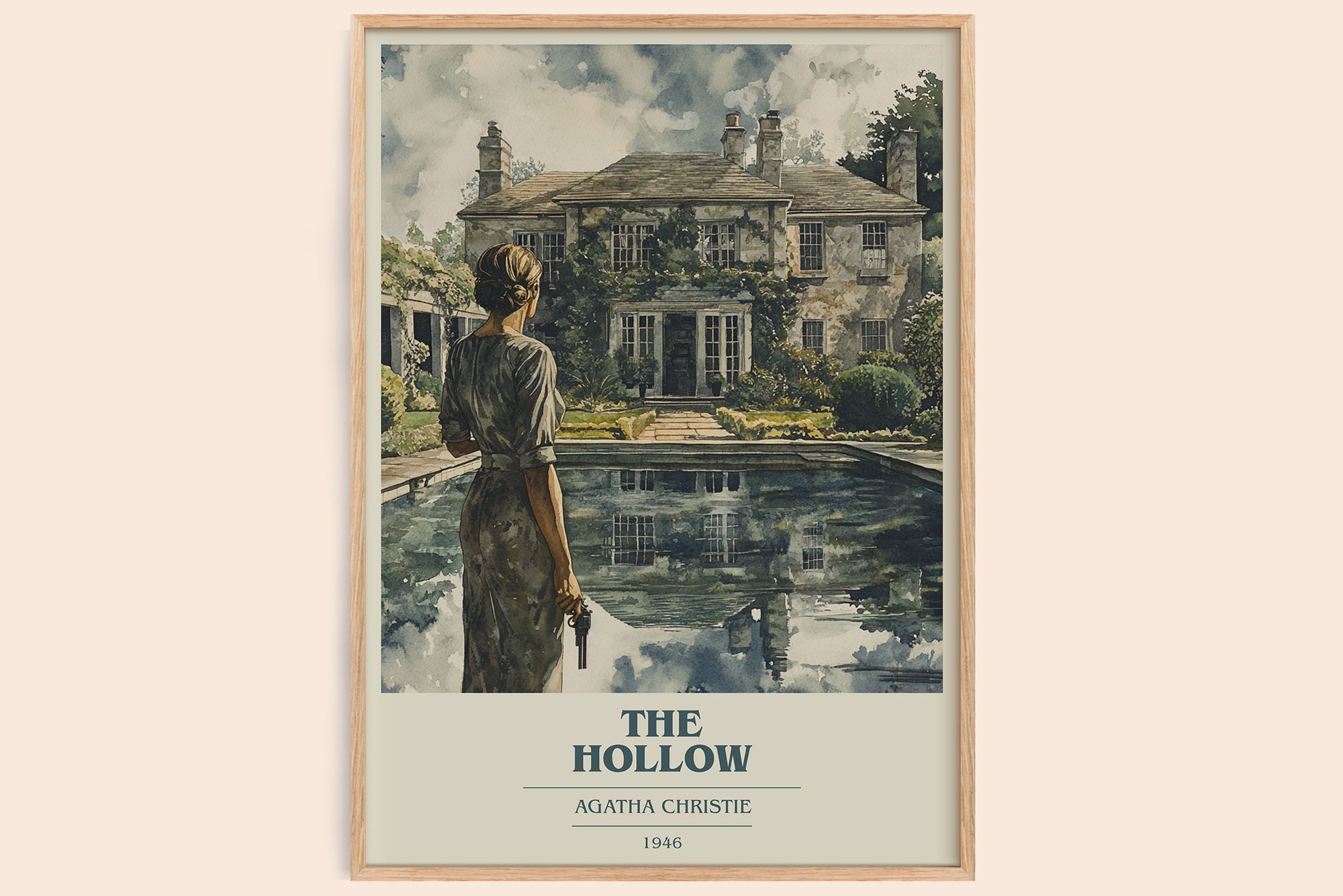The Hollow book cover book poster by Agatha Christie – framed literary art print
