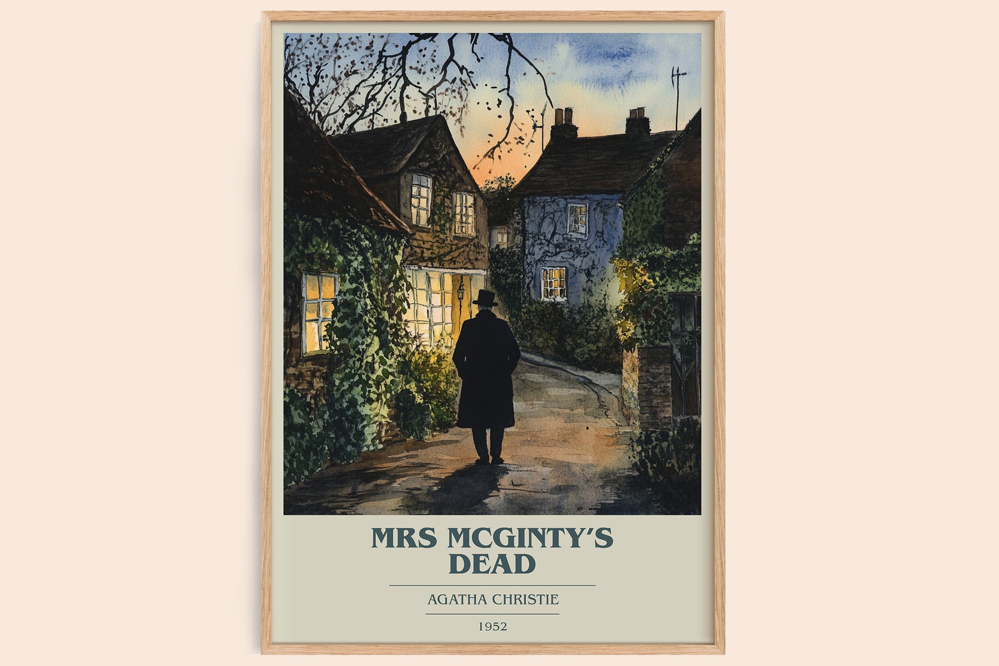 Mrs McGinty's Dead book cover book poster by Agatha Christie – framed literary art print