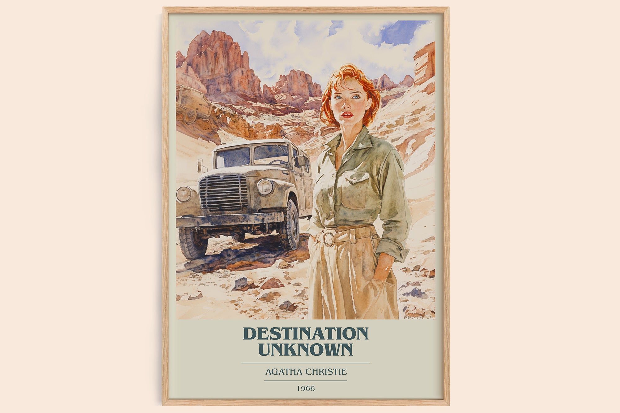 Destination Unknown book cover book poster by Agatha Christie – framed literary art print