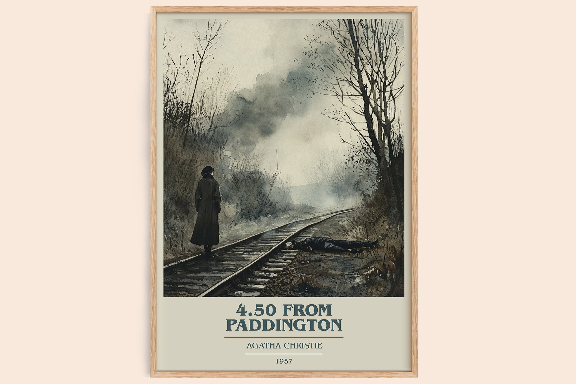 4.50 from Paddington book cover book poster by Agatha Christie – framed literary art print