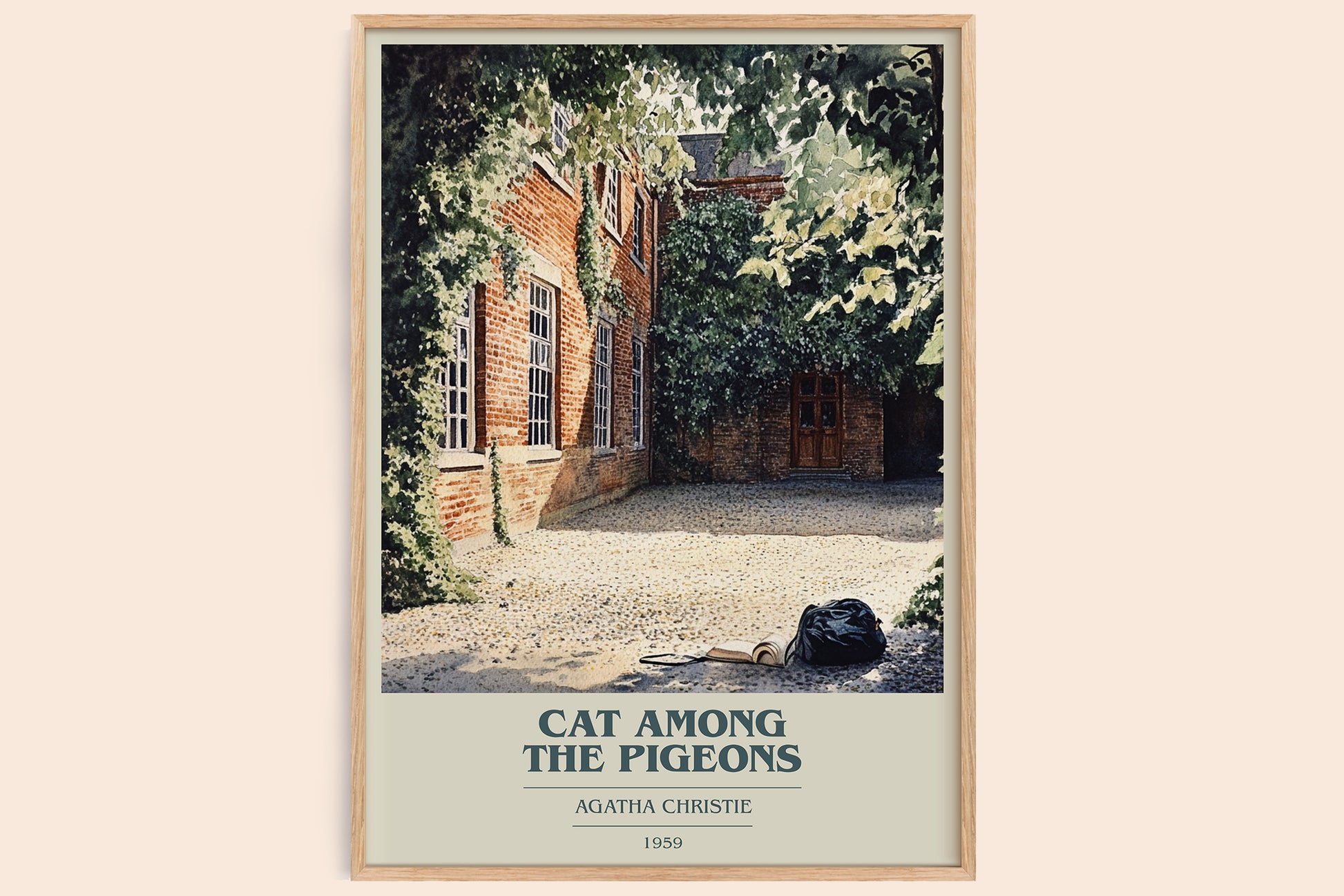 Cat Among the Pigeons book cover book poster by Agatha Christie – framed literary art print