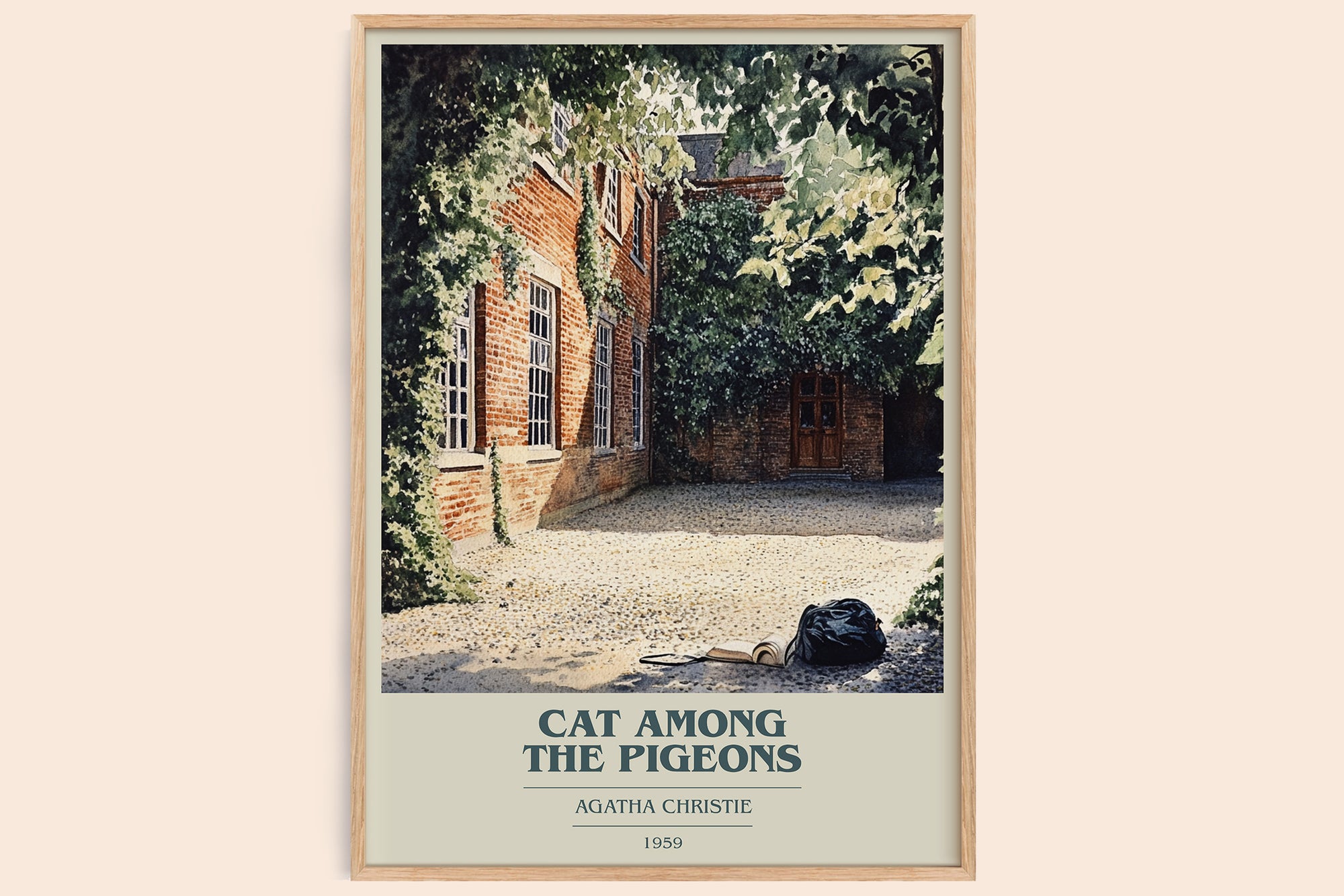 Cat Among the Pigeons book cover book poster by Agatha Christie – framed literary art print