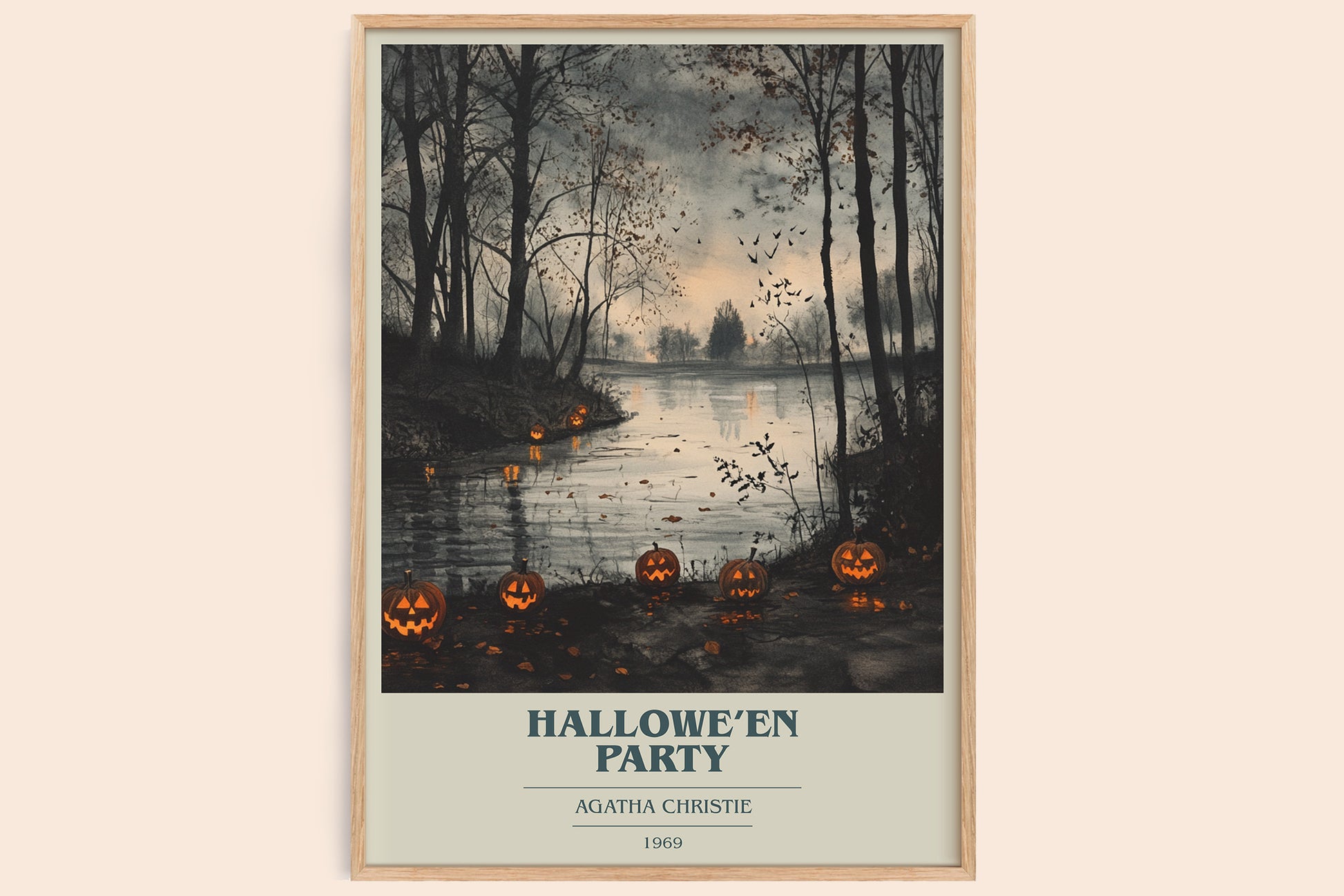 Hallowe'en Party book cover book poster by Agatha Christie – framed literary art print