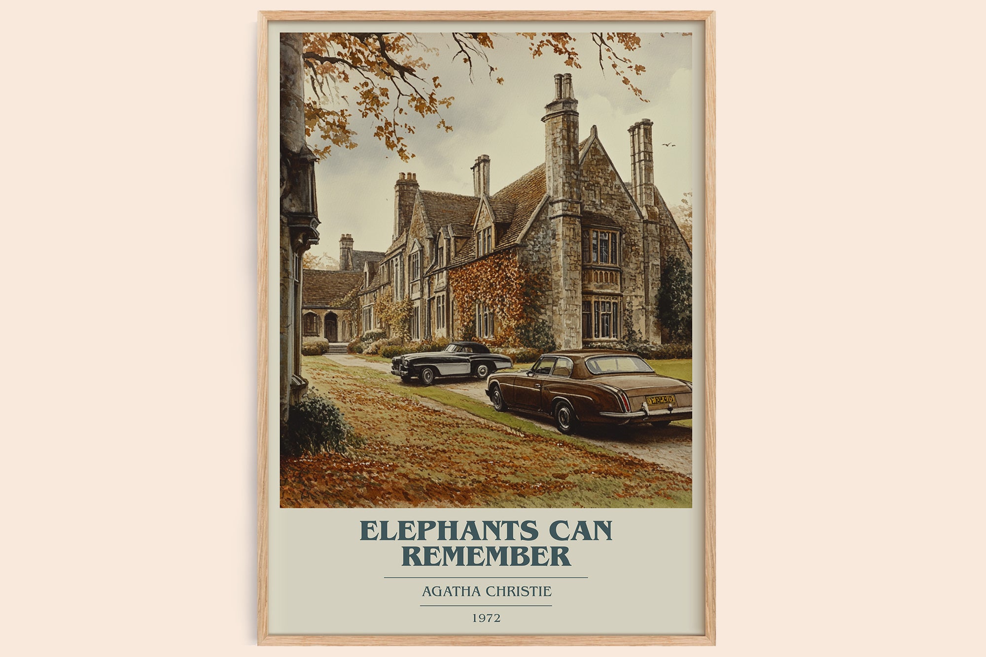 Elephants Can Remember book cover book poster by AGATHA CHRISTIE – framed literary art print