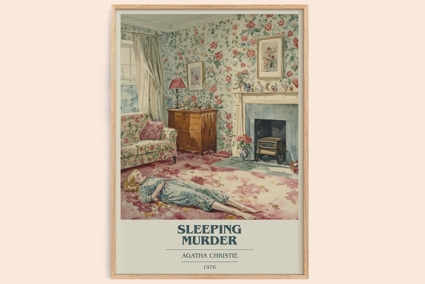 Sleeping Murder book cover book poster by Agatha Christie – framed literary art print