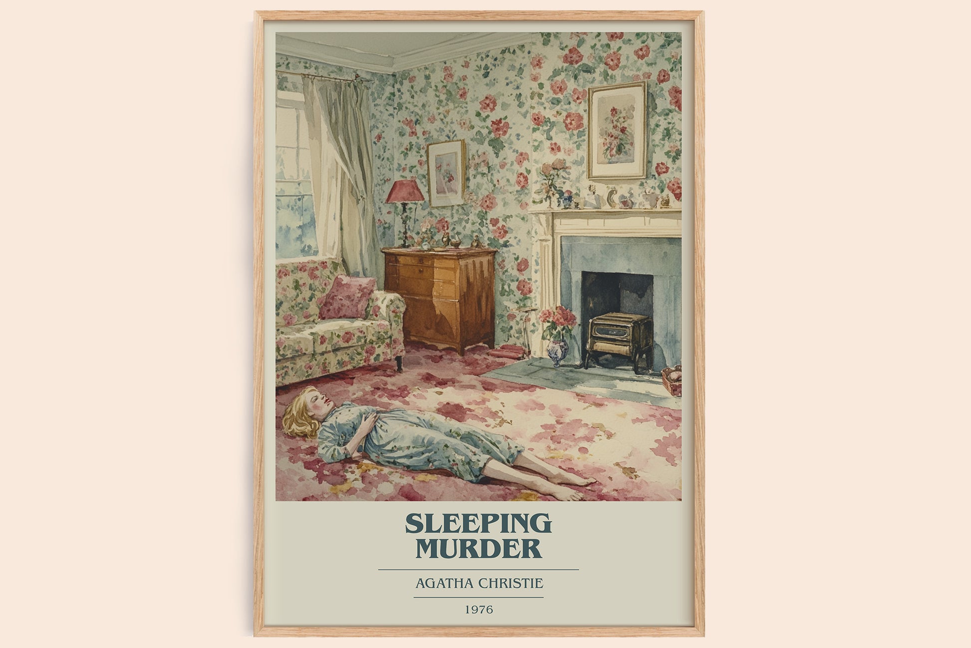 Sleeping Murder book cover book poster by Agatha Christie – framed literary art print