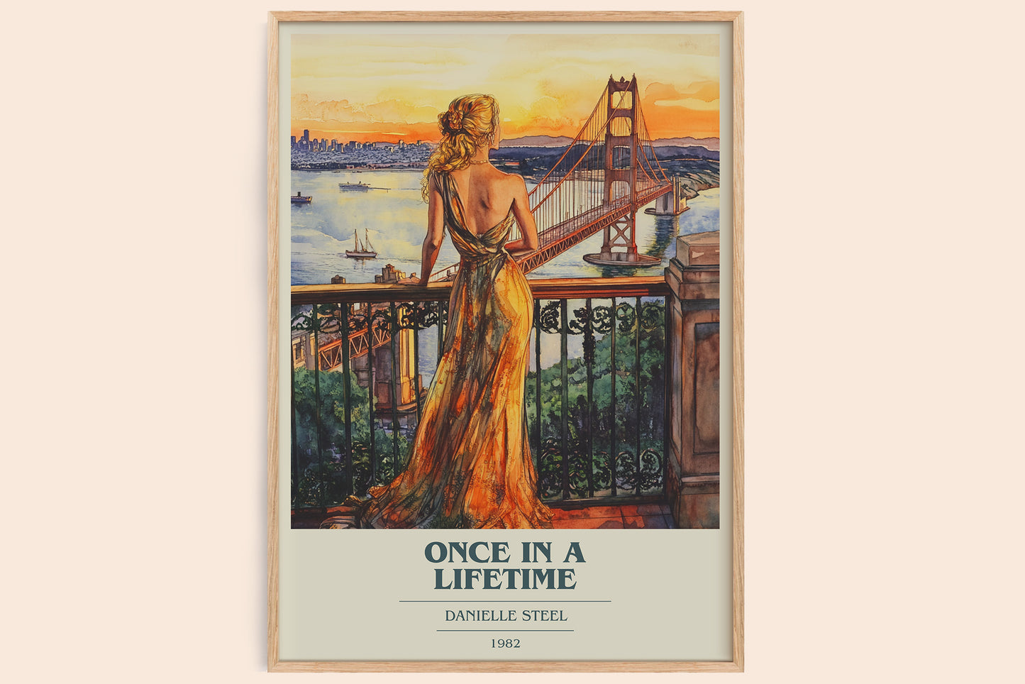 Once in a Lifetime book cover book poster by Danielle Steel – framed literary art print