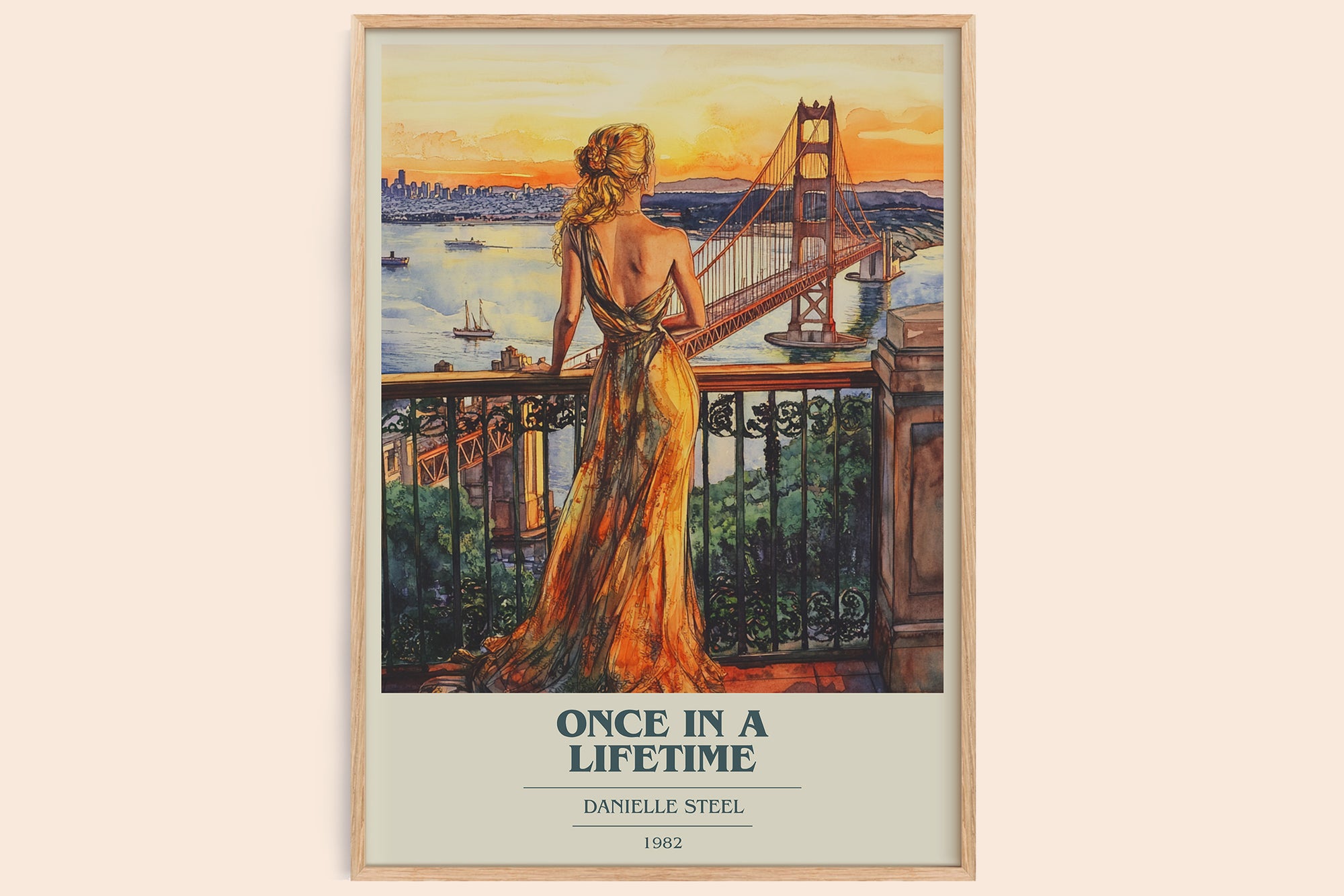 Once in a Lifetime book cover book poster by Danielle Steel – framed literary art print