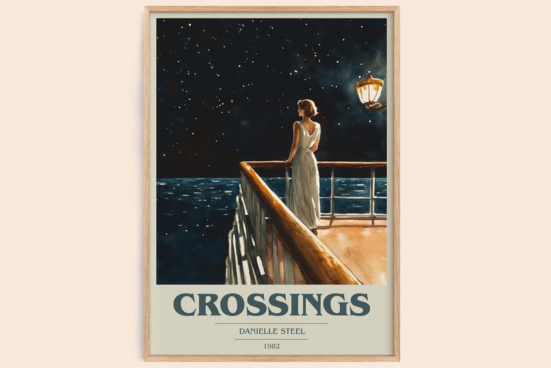 Crossings book cover book poster by Danielle Steel – framed literary art print